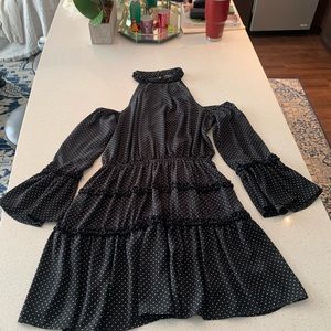 The Fifth Label Black & White Polka Dot Dress with Cut Out Shoulders